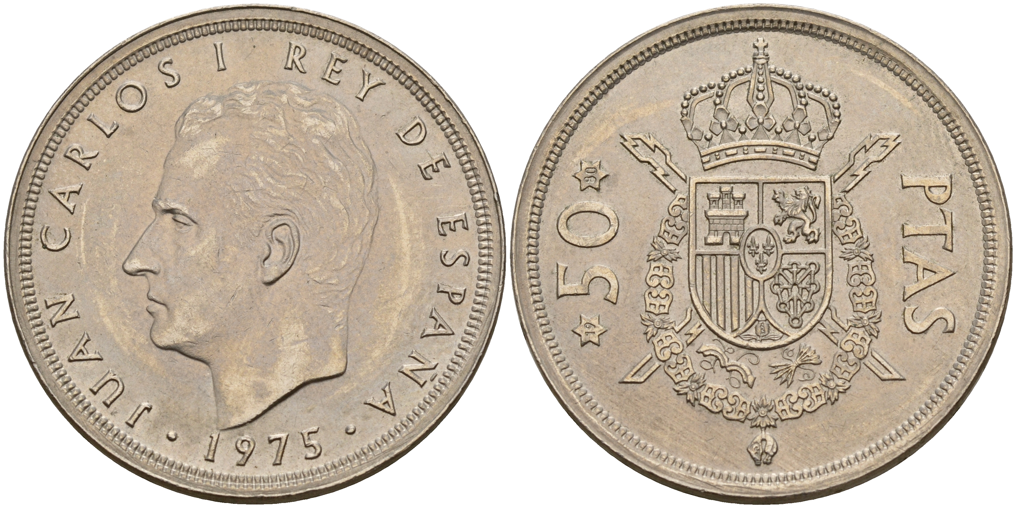 Испания 50 песет 1975 (80) Хуан Карлос I (1975-2014) KM 809 медно-никель    180-543