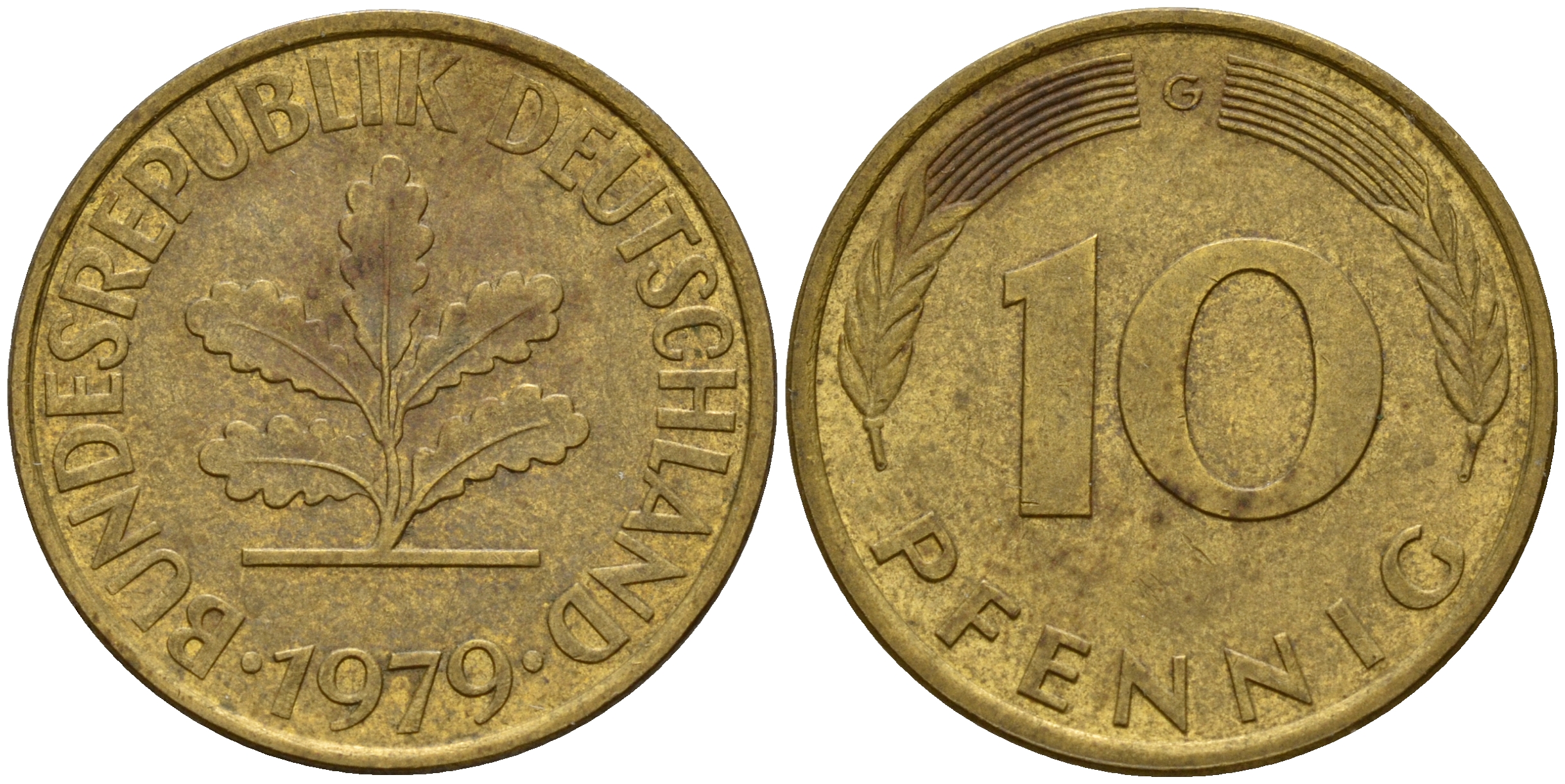 ФРГ 10 пфеннигов 1979 G J. 383, KM 108 сталь плакированная латунью    4603-447