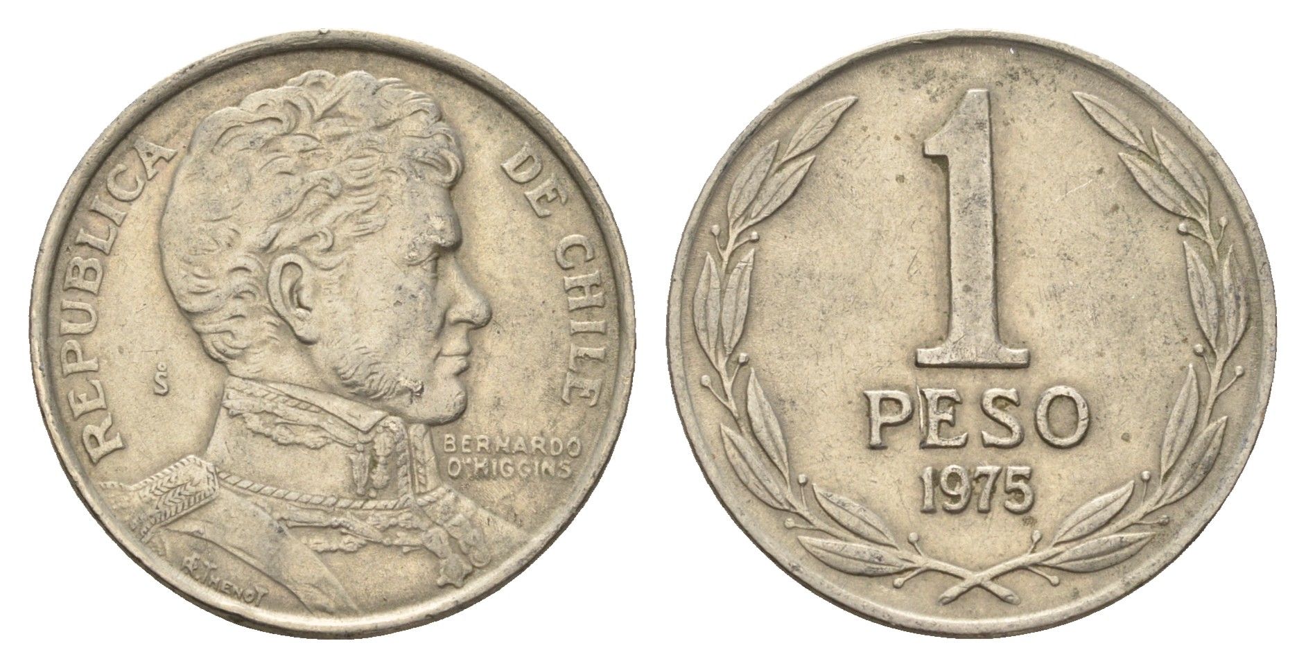 Чили 1 песо 1975 год-тип KM 207 медно-никель 4688-336