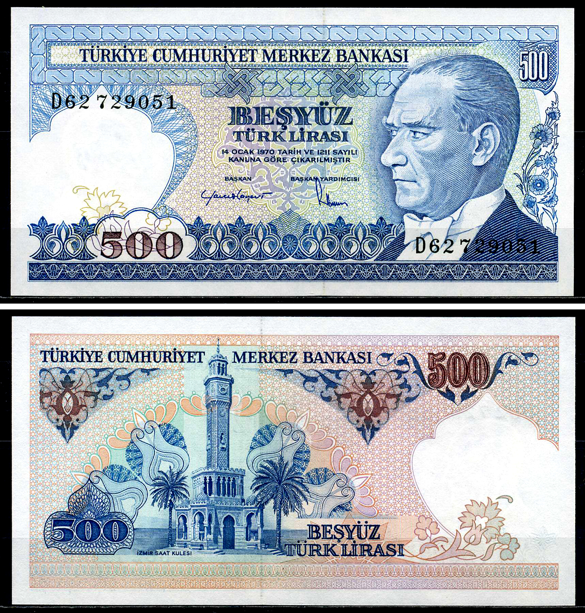 Турция 500 лир 1970 (1983) Кемаль Ататюрк Pick 195(3) бумага UNC (пресс) 446-88-3