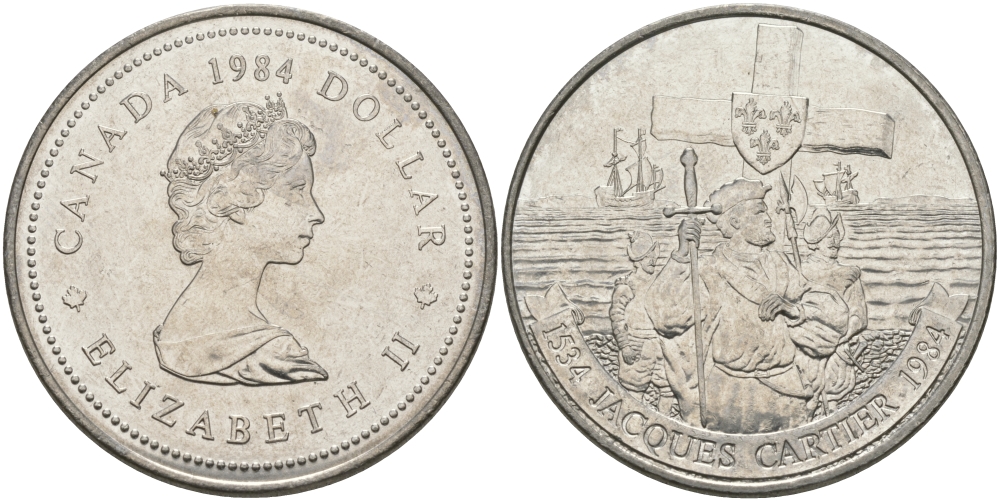 Канада 1 доллар 1984 Жак Картье KM 141 никель UNC 97-141