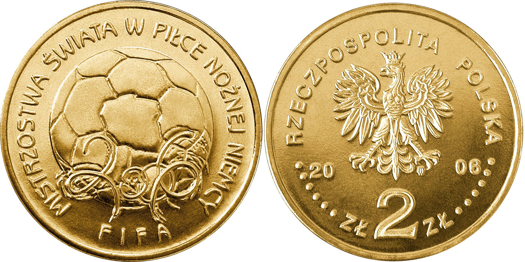 Польша 2 злотых 2006 MW, чемпионат мира по футболу FIFA в Германии KM 606, Parchimowicz 992 нордик  UNC  M74-16