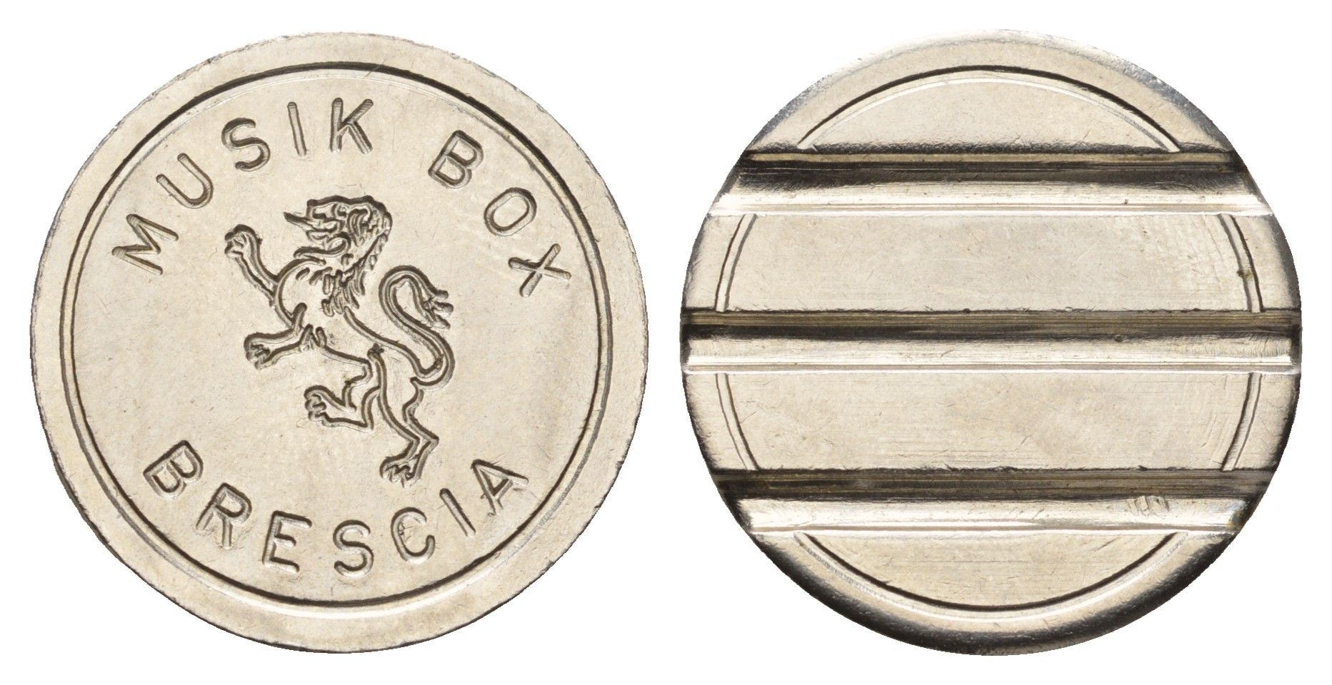 Италия, Брешиа жетон для музыкального автомата диаметр 24 мм, вес 5,4 гр нержавеющая сталь 4670-722