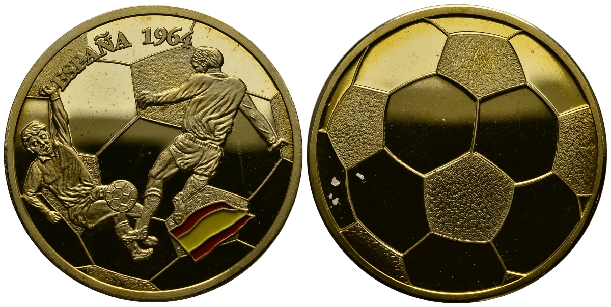 Чехословакия жетон сборная Испании чемпионы Европы по футболу 1964 PROOF 1527-1234