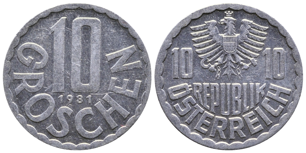 АВСТРИЯ 10 ГРОШЕЙ 1981 KM 2878 алюминий 53-623