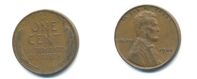 США 1 ЦЕНТ 1944 ЛИНКОЛЬН KM А132 медь цинк 76-157