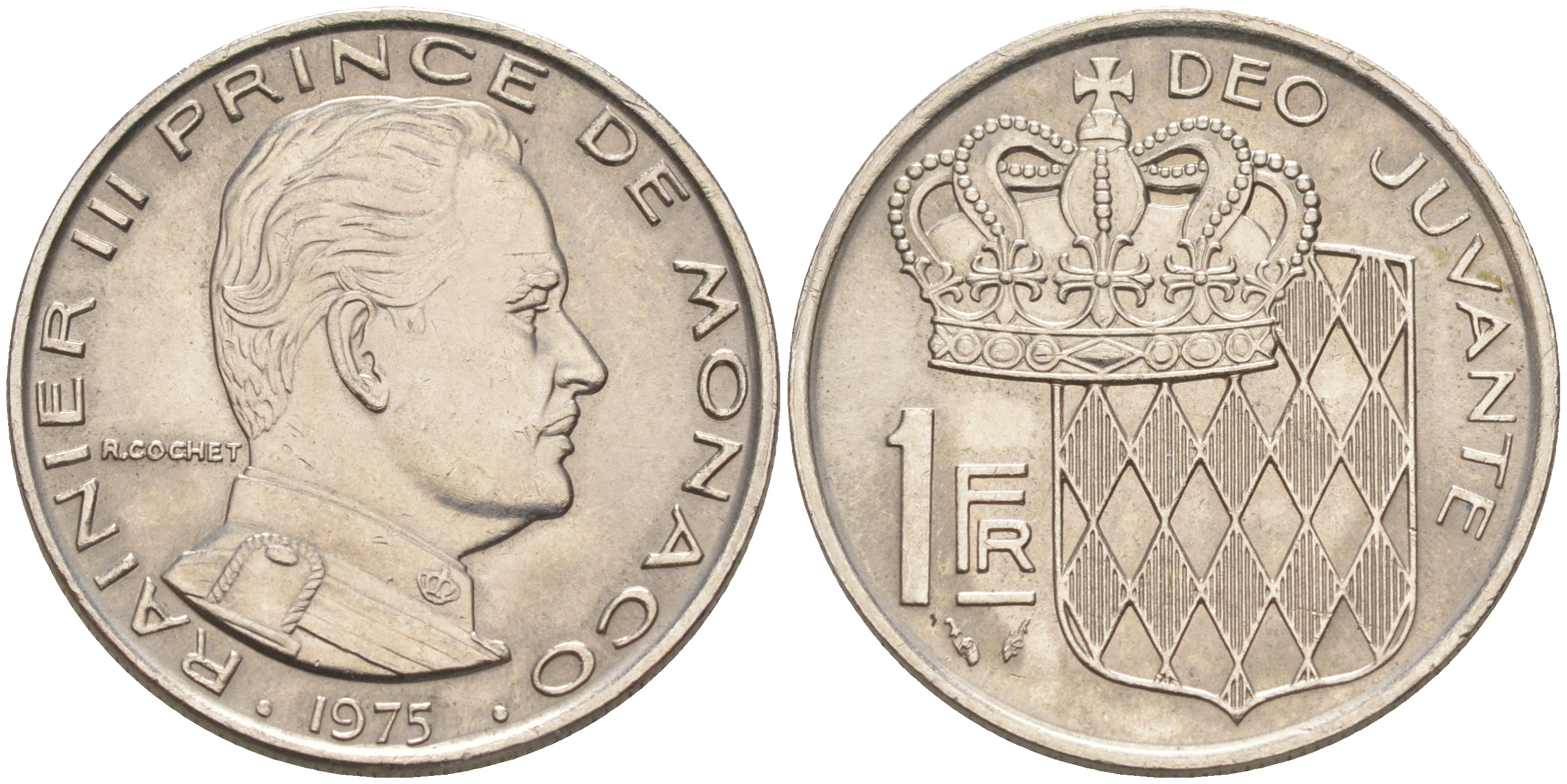 Монако 1 франк 1975 Ренье III (1949-2005) KM 140 никель 190-534