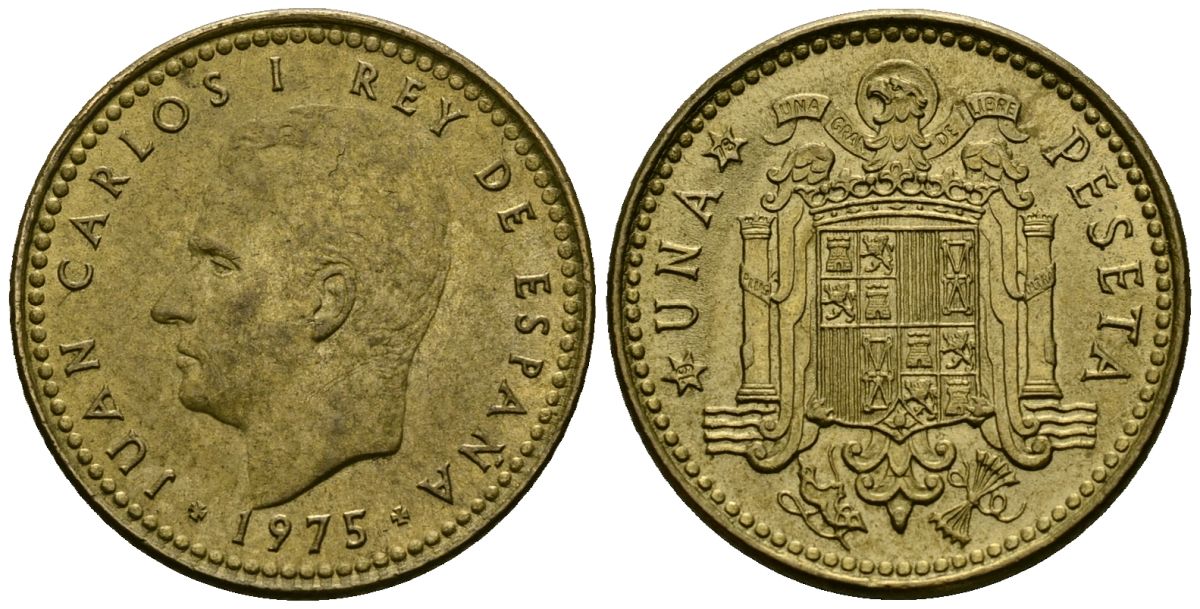 Испания 1 песета 1975 (78) Хуан Карлос I (1975-2014) KM 806 алюминиевая бронза 4138-1035