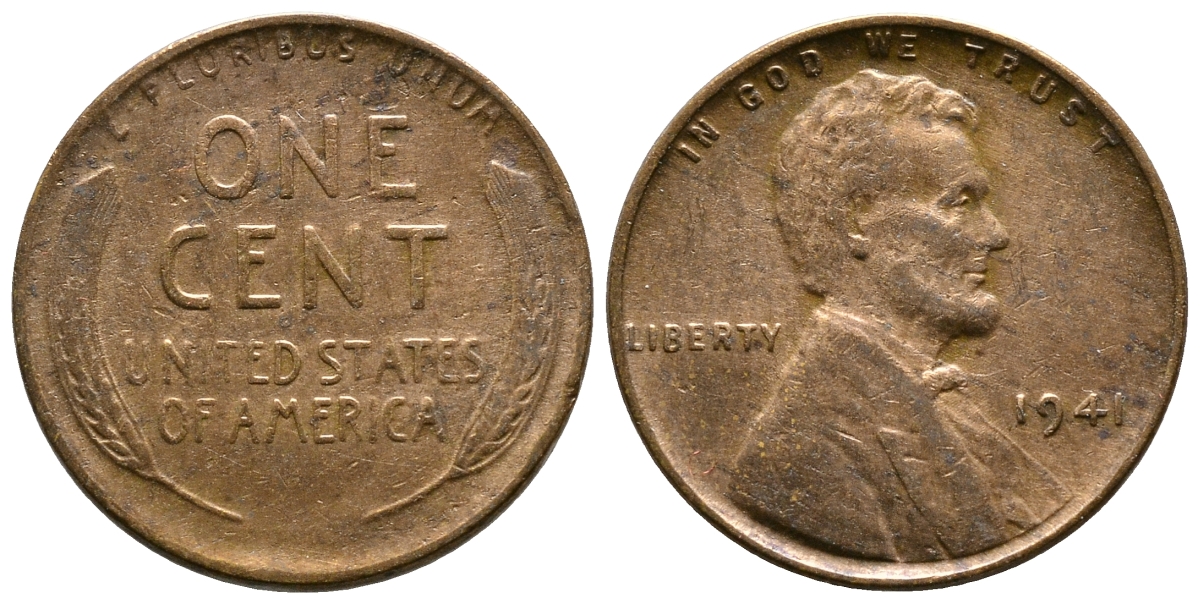 США 1 ЦЕНТ 1941 ЛИНКОЛЬН KM А132 бронза 08-1153