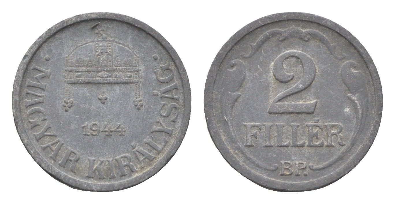 Венгрия 2 филлера 1944 BP KM 519 цинк 4665-566