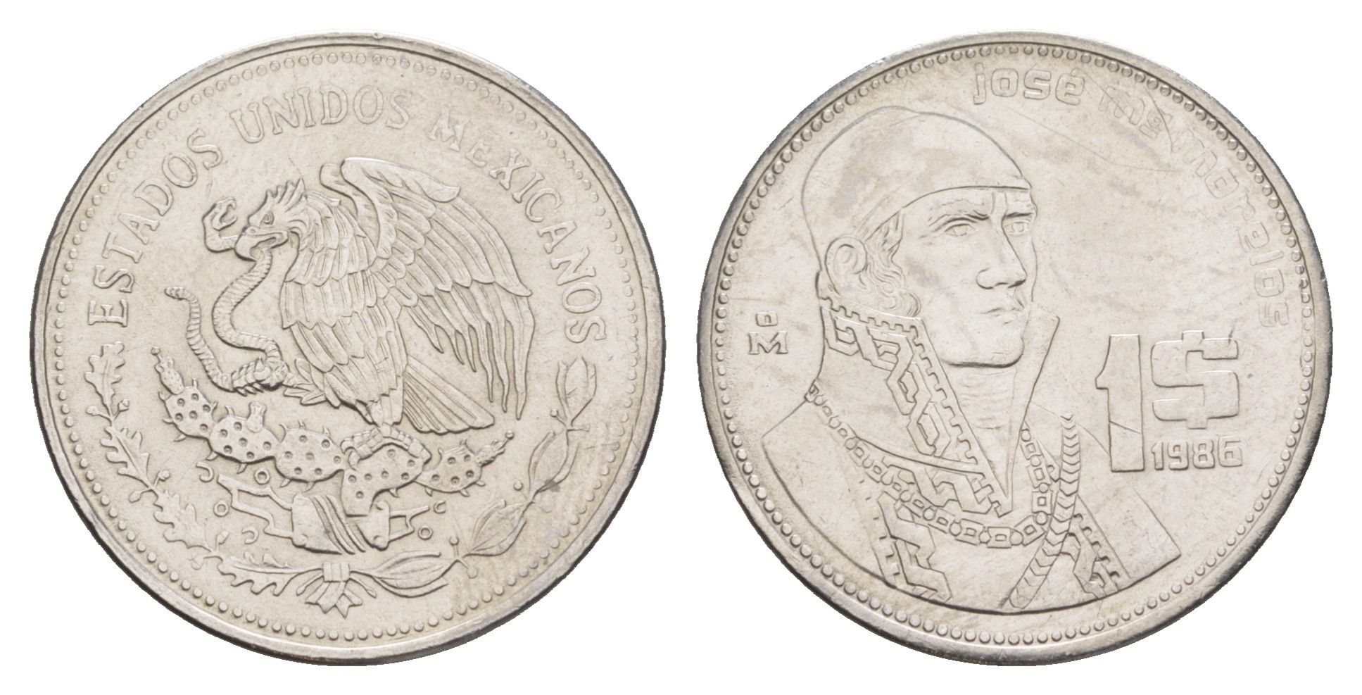 Мексика 1 песо 1986 Mo KM 496 медно-никель UNC 4637-626