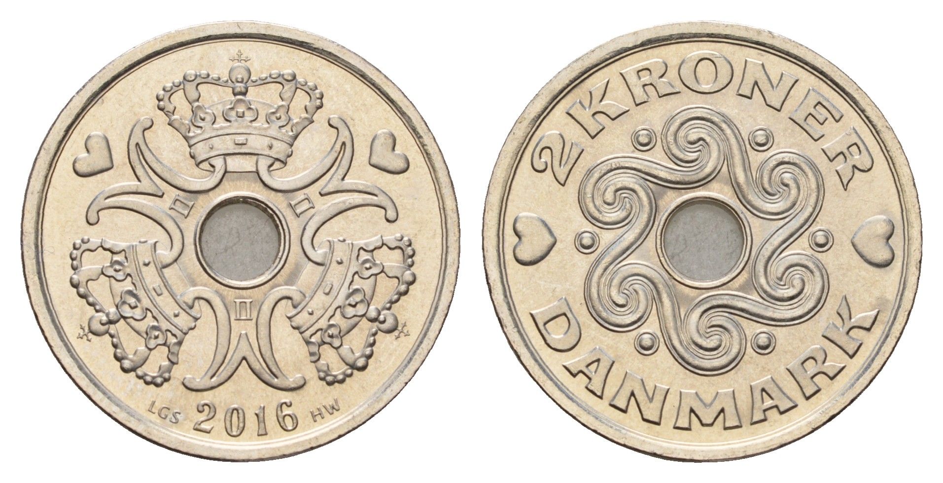 Дания 2 кроны 2016 Маргрете II (1972-2024) KM 874 медно-никель UNC 175-145