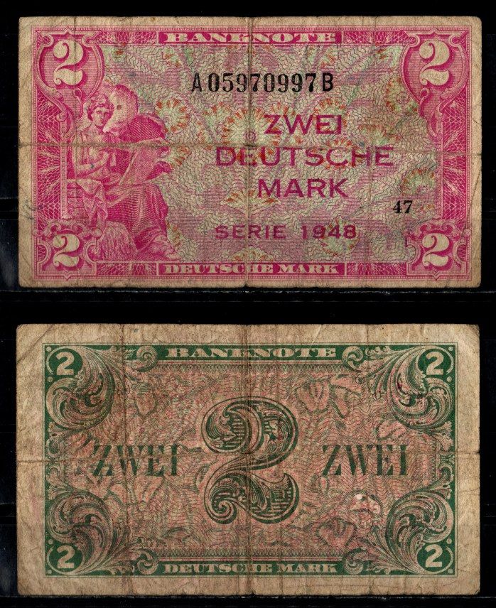 ФРГ 2 марки 1948 Pick 2 a бумага 8615-41-1-1