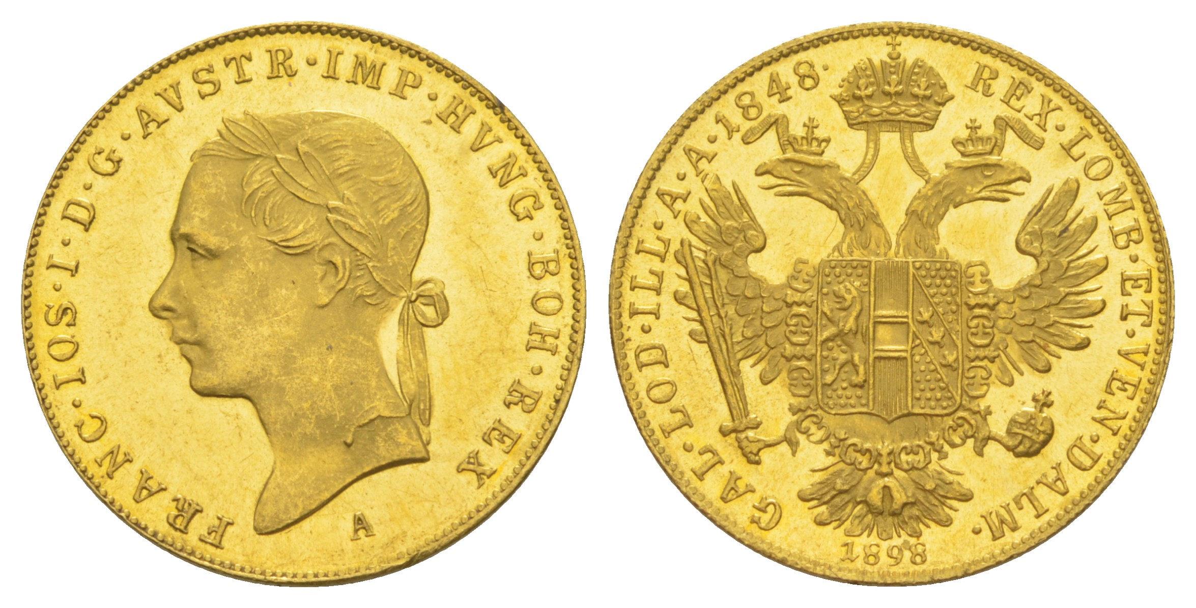 Австрия 1 дукат 1898 50 лет правлению, Франц Иосиф I (1848-1916) KM 2268 золото UNC 00-801-38