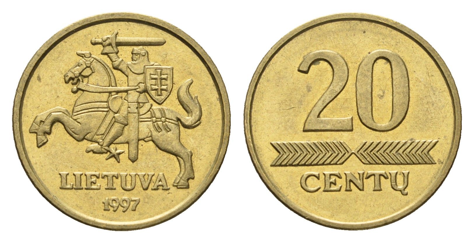 Литва 20 центов (сентов) 1997 KM 107 никель латунь 4689-1131