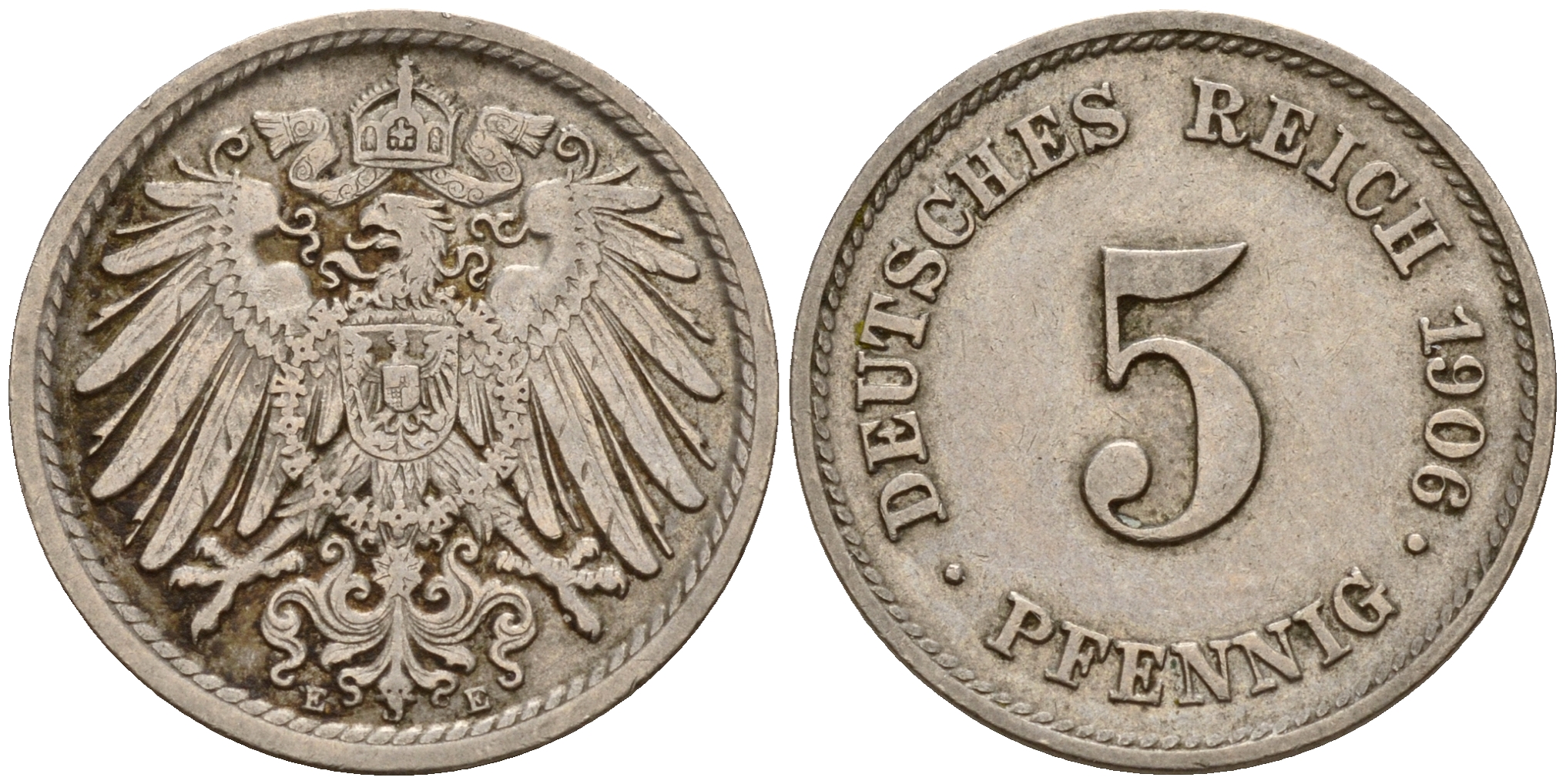 Германия 5 пфеннигов 1906 E J.12, KM 11 медно-никель    4598-1133