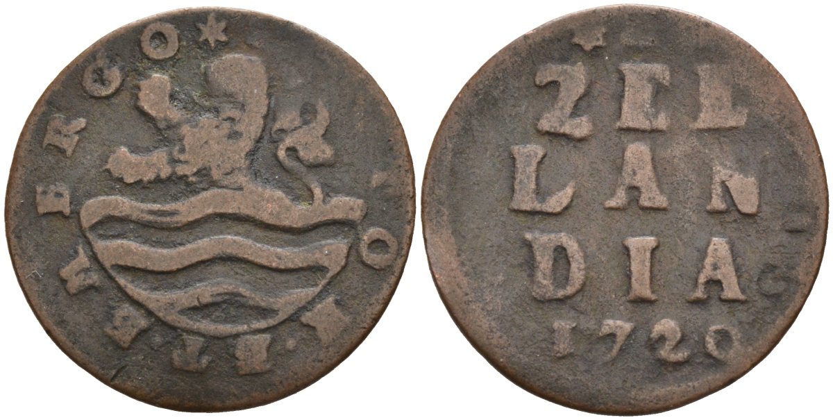 Зеландия (Zeeland), Нидерланды 1 дуит 1720 KM 75 медь 4577-153