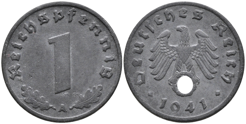 ГЕРМАНИЯ 1 РЕЙХСПФЕННИГ 1941 A KM 97, J.369 цинк 96-664