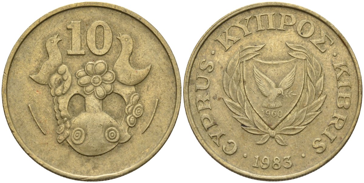 Кипр 10 центов 1983 KM 56.1 никель латунь 4141-1124
