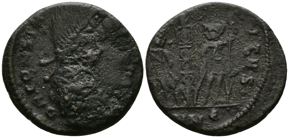 Римская Империя нуммий 337 - 340 Констант GLORIA EXERCITVS Никомедия fine RIC 14 бронза 1073-9-105