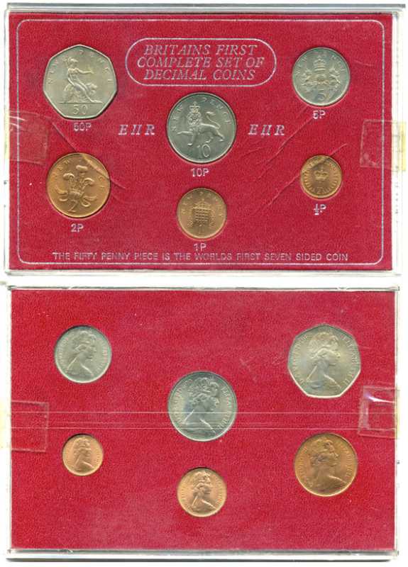 Великобритания набор из 6 монет 1969-1971 десятичная система UNC 3-6-4-4