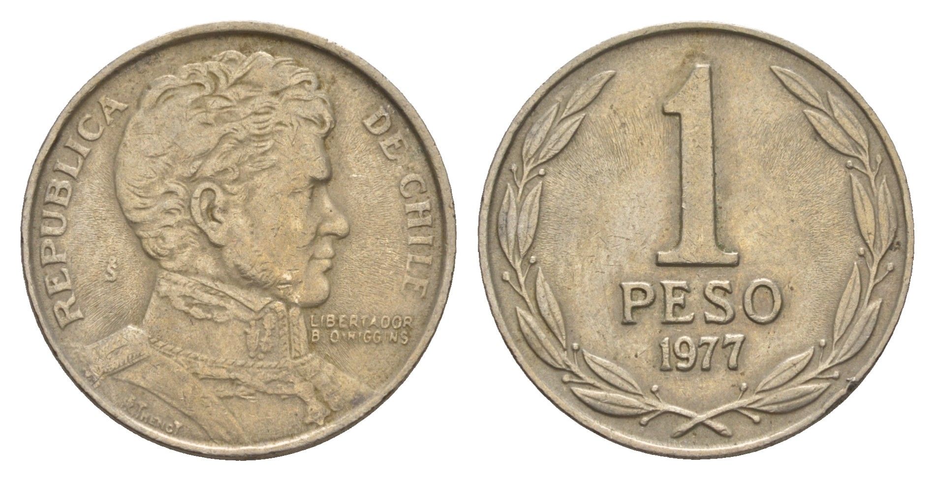 Чили 1 песо 1977 KM 208 медно-никель 4656-1031