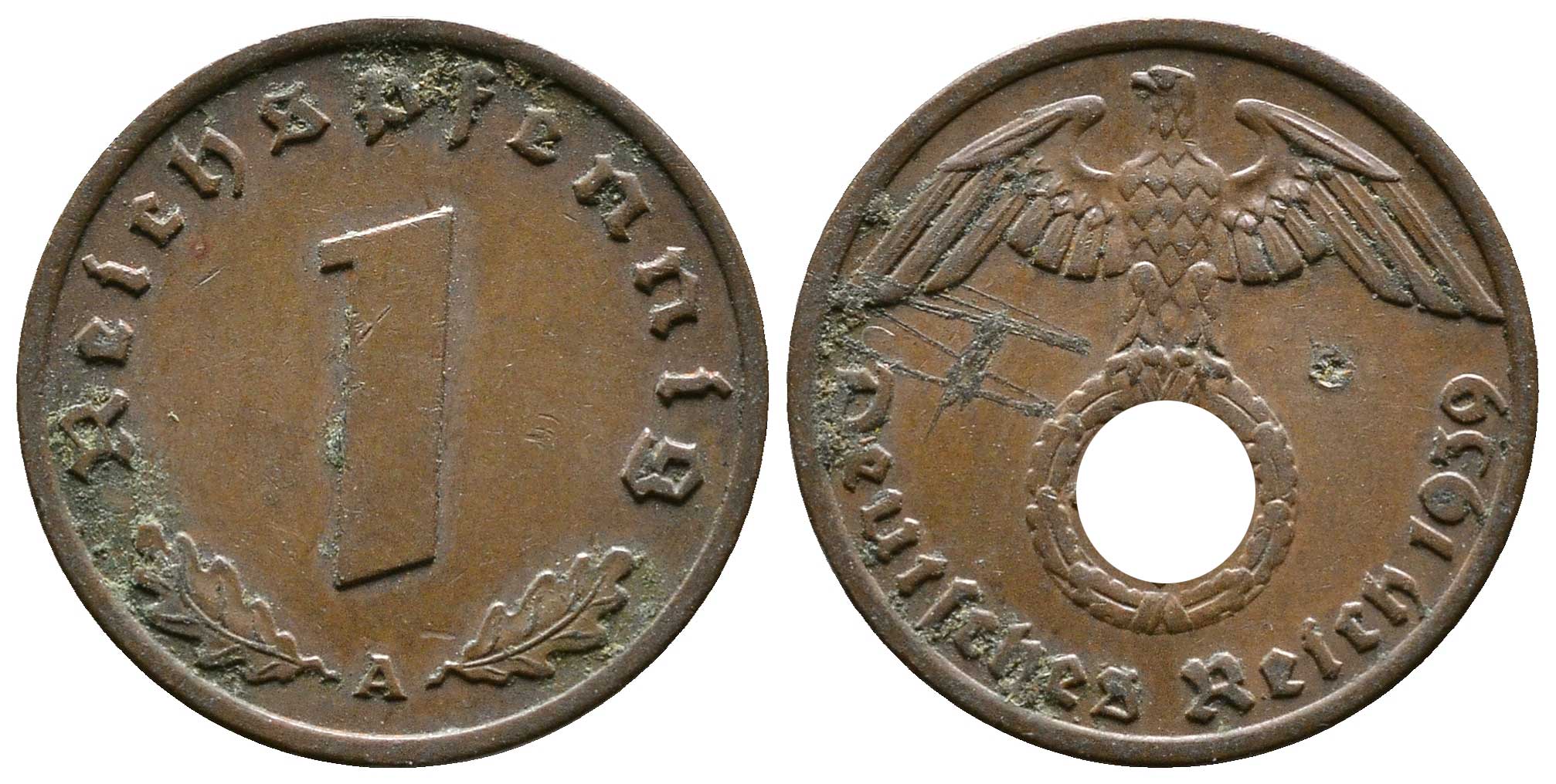 Германия 1 рейхспфенниг 1939 A KM 89, J. 361 бронза    220-367