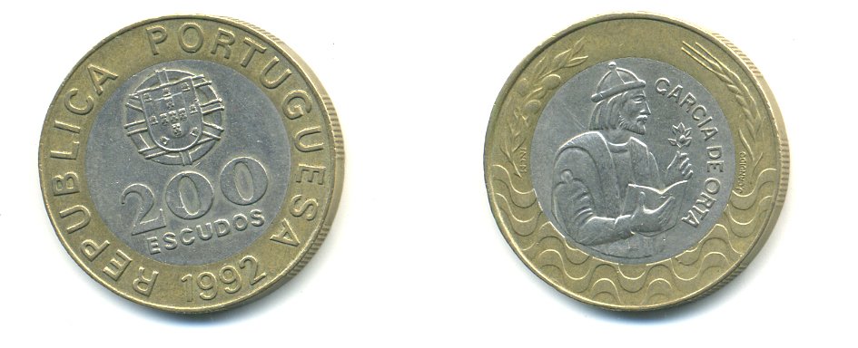 Португалия 200 эскудо 1992 Гарсия Де Орта (1501-1568) KM 655 биметалл 56-625