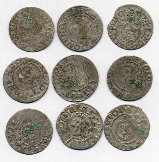 ПОЛЬША ЛОТ ИЗ 9 МОНЕТ В ПОЛТАРАК XVII век серебро M12-2-5