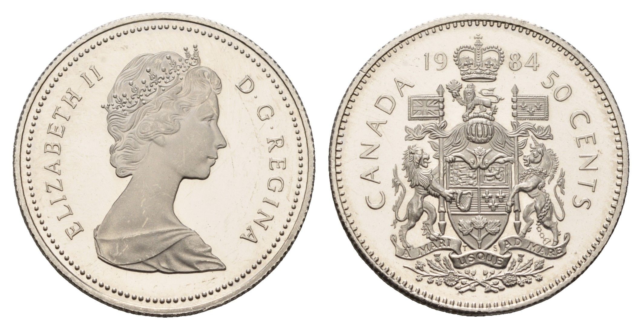 Канада 50 центов 1984 Елизавета II (1952-2022), герб KM 75.3 никель PROOF 603-344