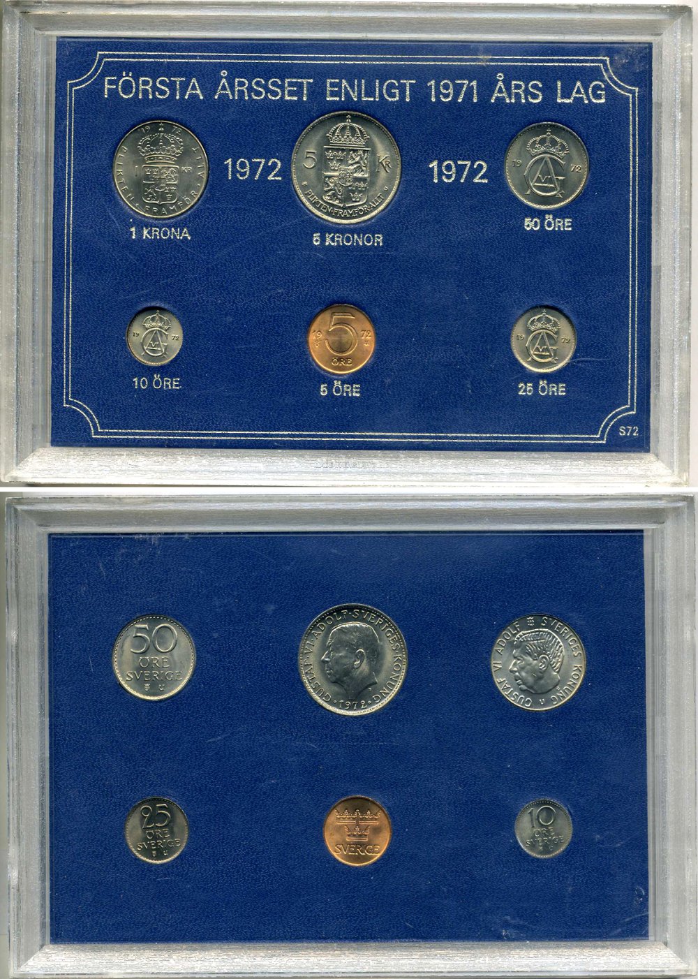 Швеция набор из 6 монет 1972 Густав VI Адольф (1950-1973), в пластике UNC 4-4-1-23