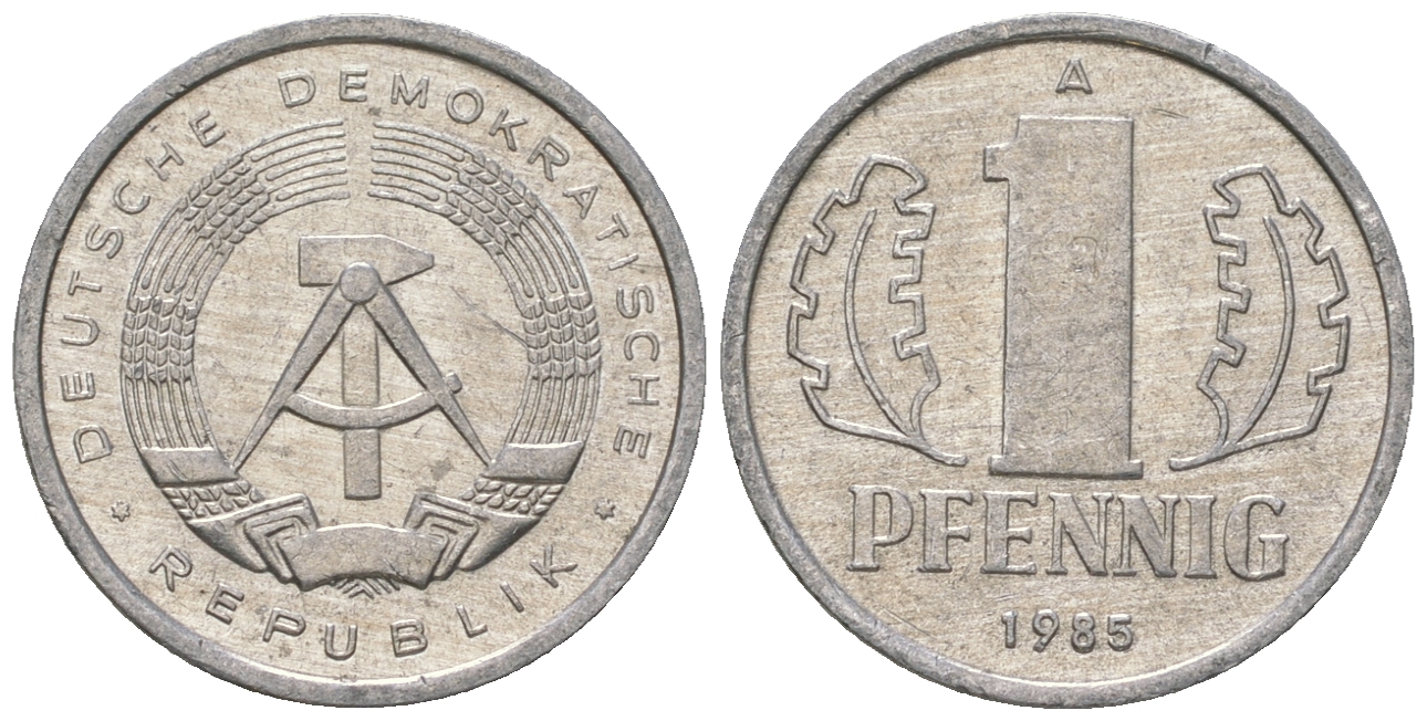 ГДР 1 пфенниг 1985 A KM 8.2 алюминий 4668-1169