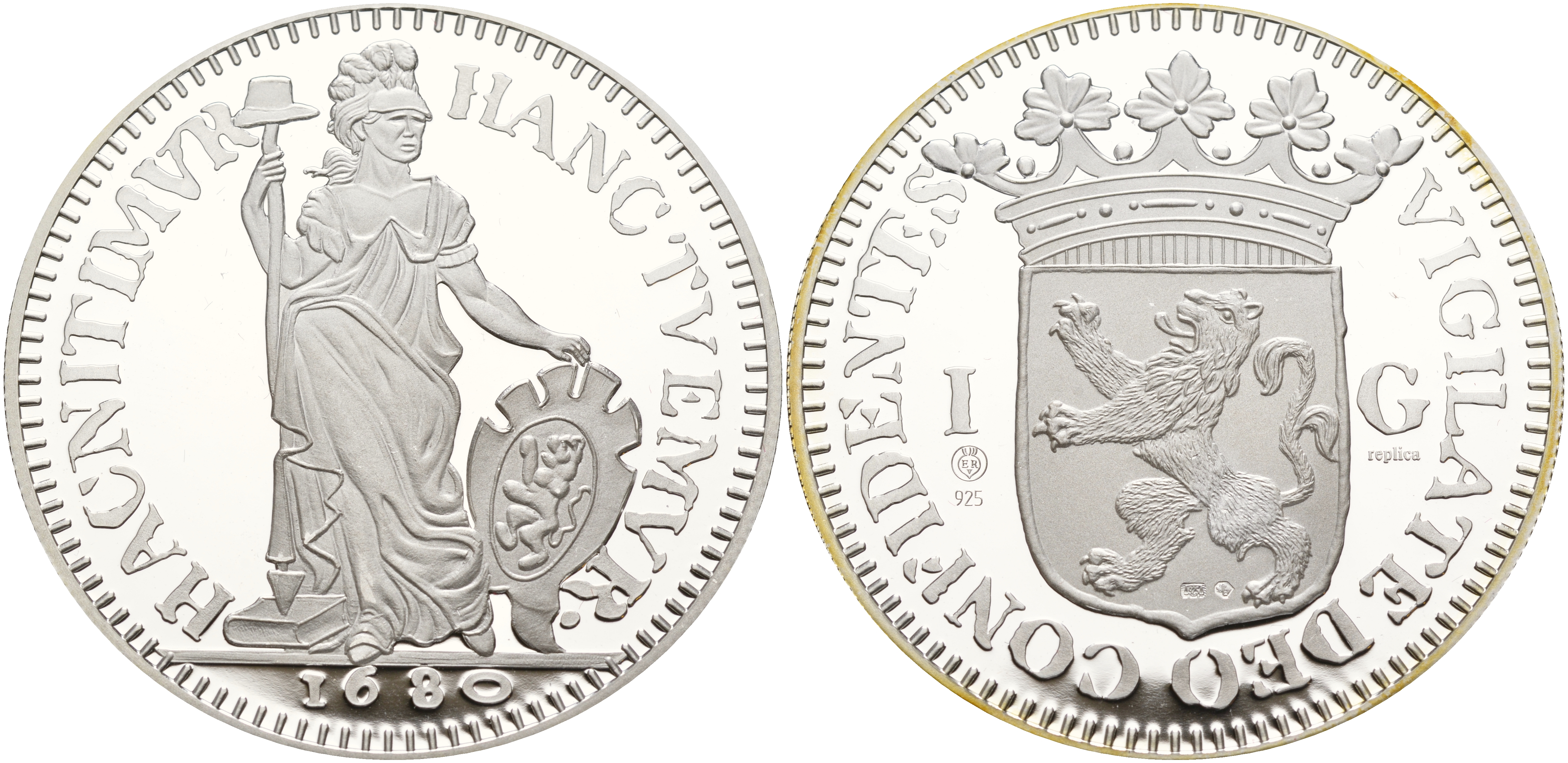 Нидерланды медаль ND серия старинные монеты, 1 гульден 1680, вес 31,2 грамма серебро PROOF 00-00