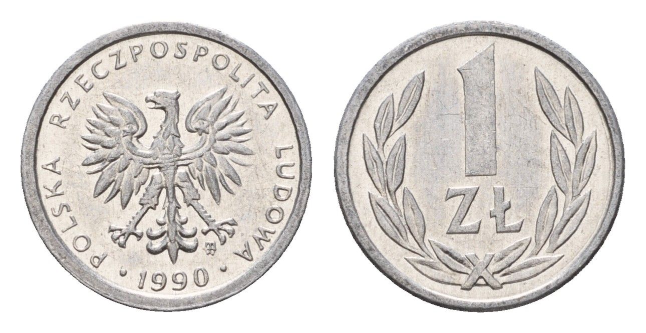 Польша 1 злотый 1990 Y 49.3 алюминий UNC 4615-768