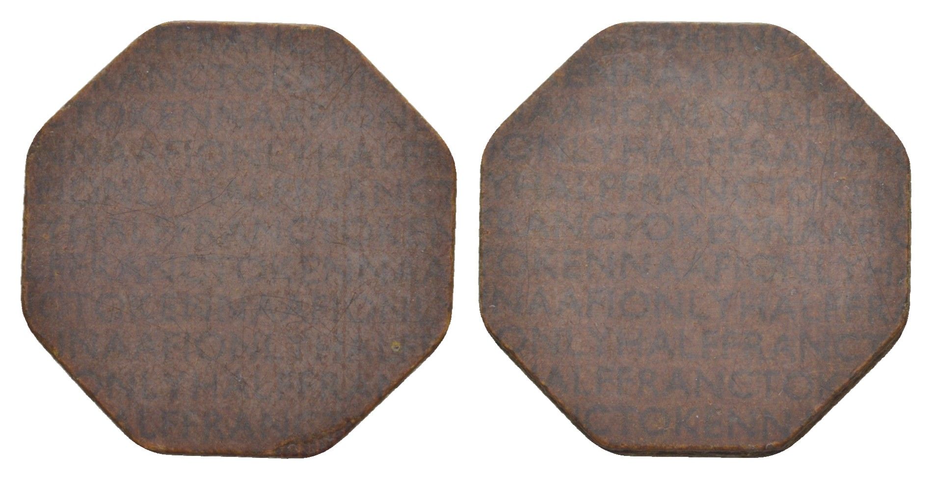 Великобритания, NAAFI (военно-морской флот) 1/2 франка ND (1944) картон 4638-141