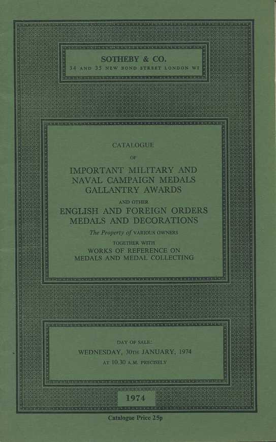 SOTHEBY & CO КАТАЛОГ МЕДАЛЕЙ ИЗ ВОЕННЫХ И ВОЕННОМОРСКИХ КАМПАНИЙ ВЫДАННЫХ ЗА ОТВАГУ, А ТАКЖЕ ИНЫХ АНГЛИЙСКИХ ОРДЕНОВ, МЕДАЛЕЙ И УКРАШЕНИЙ, А ТАКЖЕ СПРАВОЧНИКИ ПО МЕДАЛЯМ И ИХ КОЛЛЕКЦИОНИРОВАНИЮ. РАЗЛИЧНЫЕ ВЛАДЕЛЬЦЫ 27059 SOTHEBY & CO 00-01-10-36
