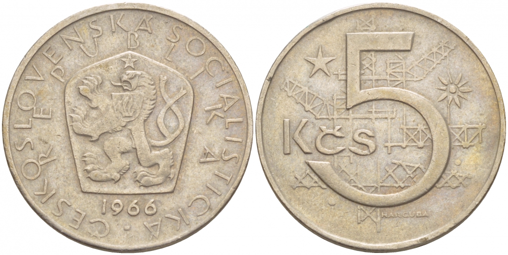 Чехословакия 5 крон 1966 KM 60 медно-никель 51-113