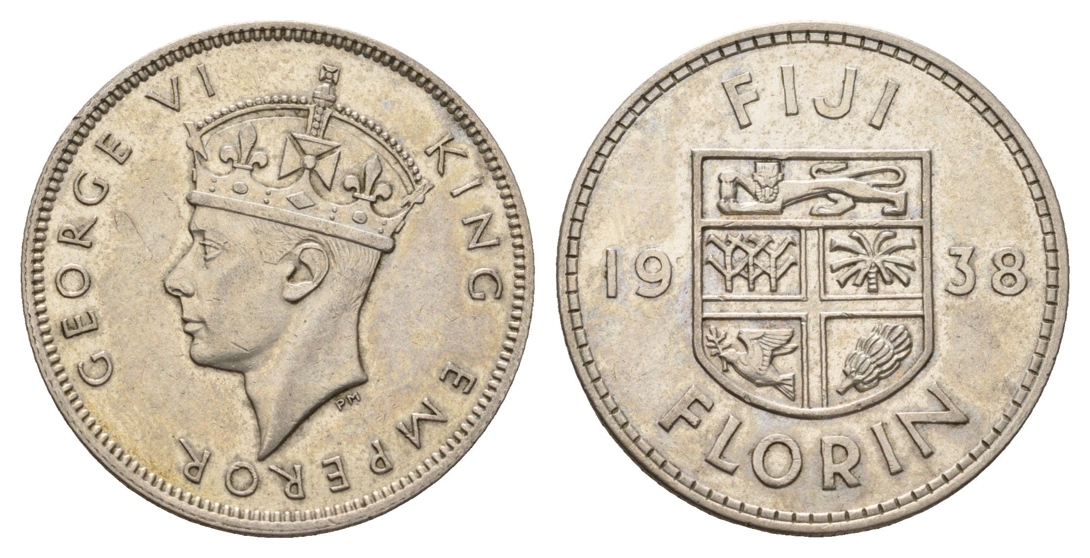 Фиджи 1 флорин 1938 Георг VI (1936-1952) KM 13 серебро 270-344