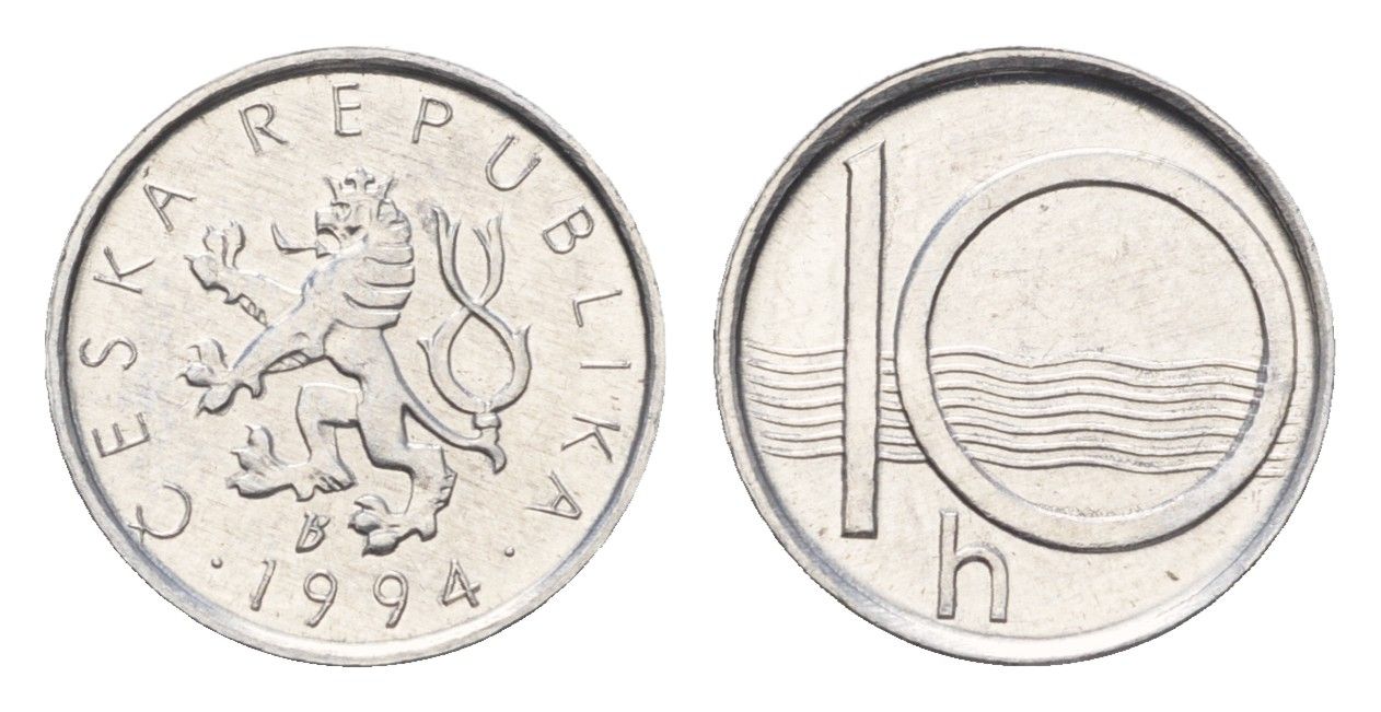 Чехия 10 геллеров 1994 KM 6 алюминий UNC 4674-238