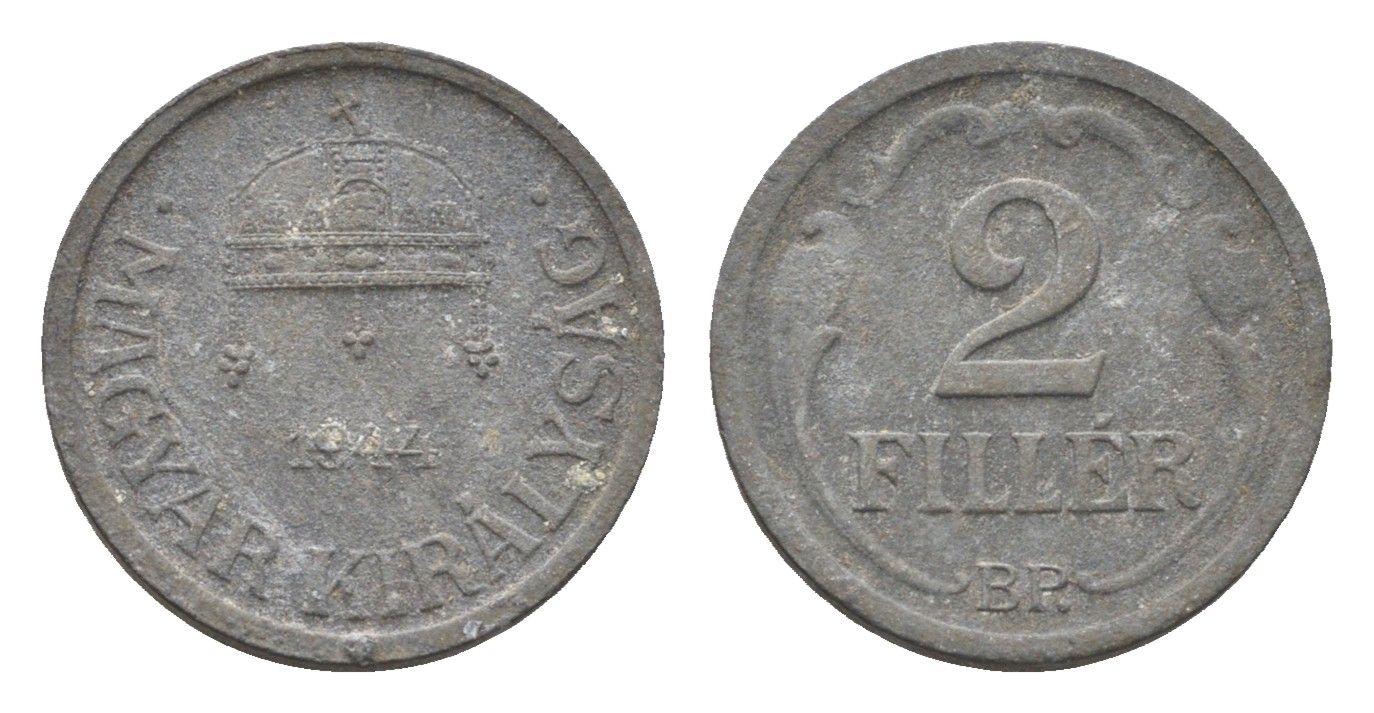 Венгрия 2 филлера 1944 BP KM 519 цинк 4664-915
