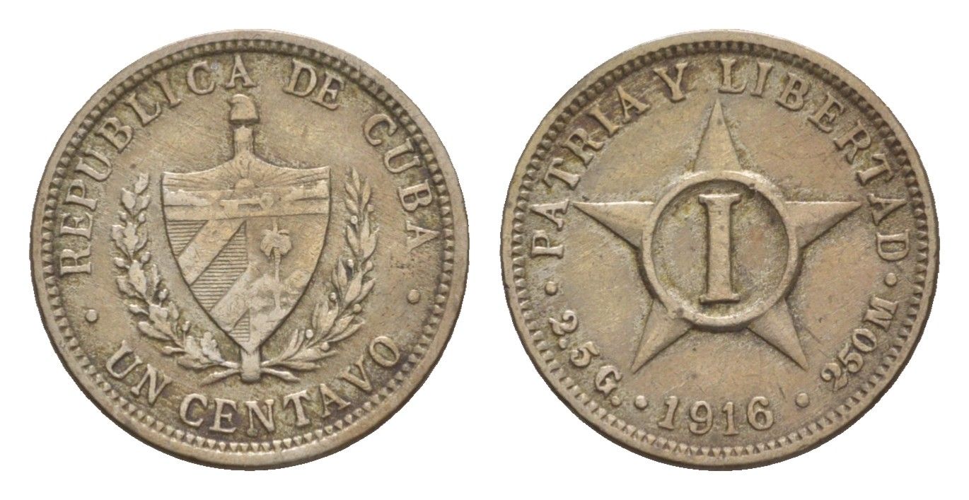 Куба 1 сентаво 1916 KM 9.1 медно-никель 4658-1016