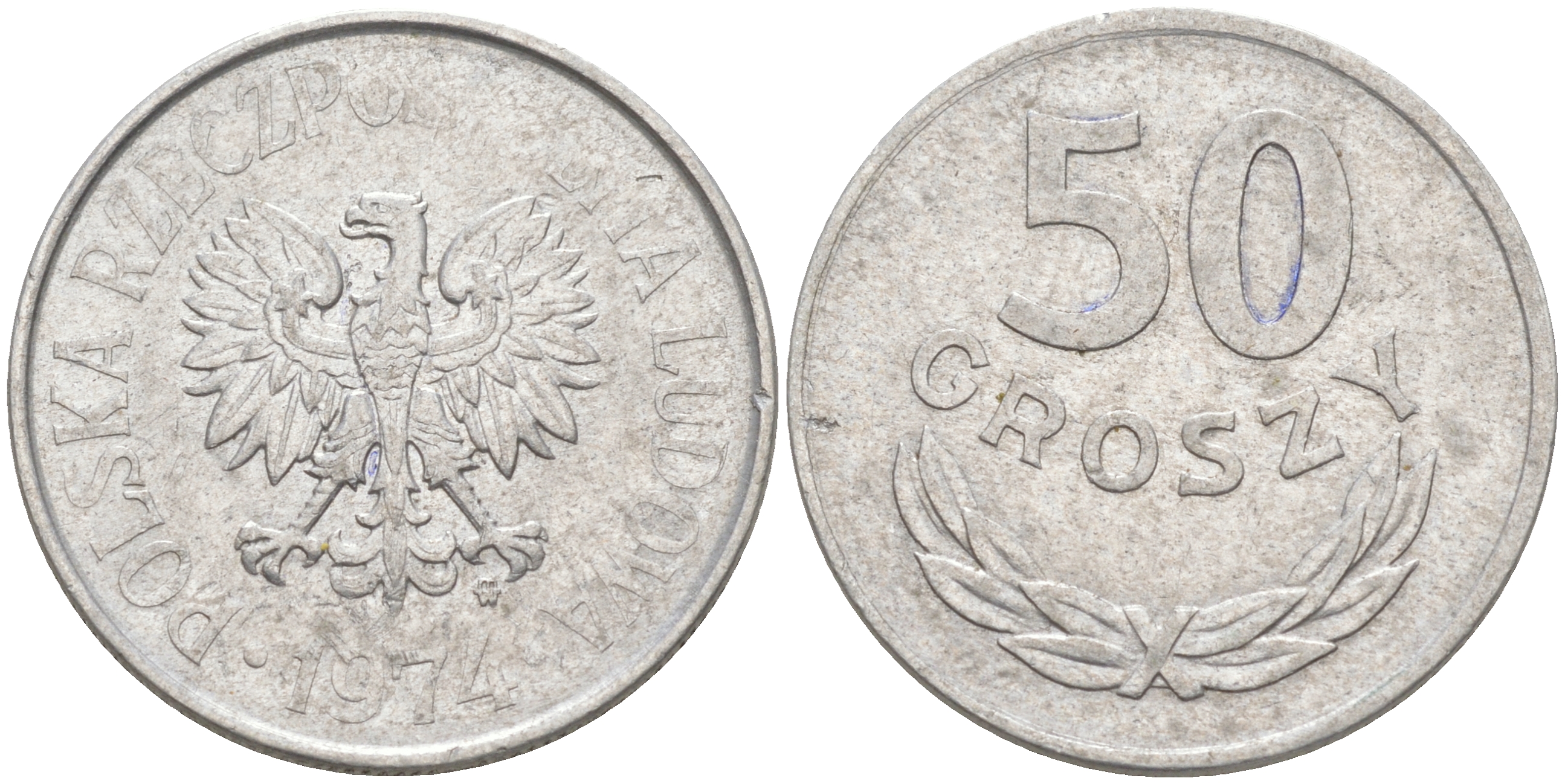 ПОЛЬША 50 ГРОШЕЙ 1974 MW KM 48.1 алюминий VF-XF 190-443