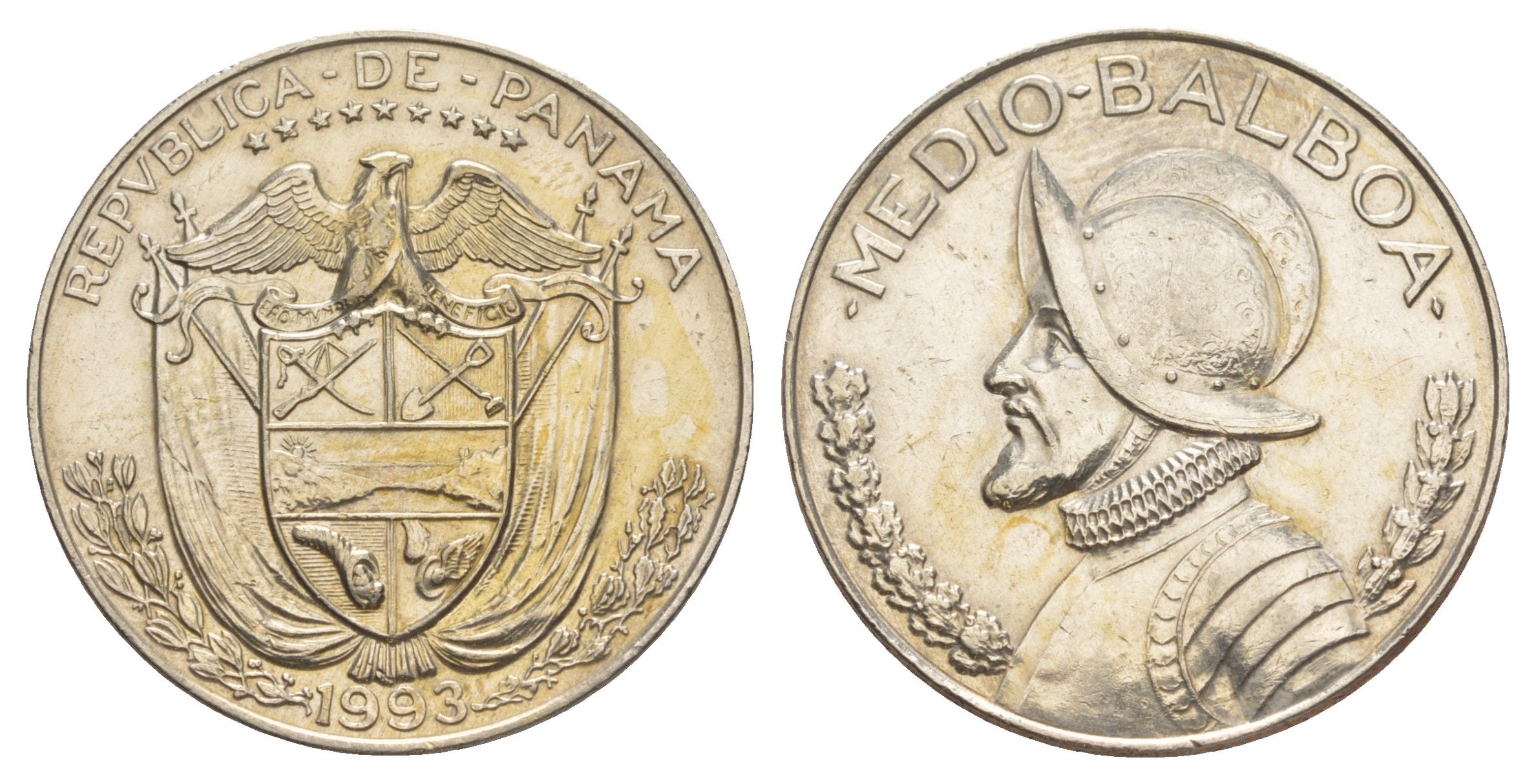 Панама 1/2 бальбоа (50 сентесимо) 1993 редкий год KM 12b медь плакированная медно-никелем 4645-124