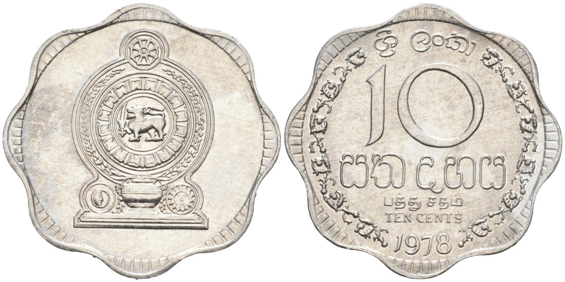 Шри-Ланка 10 центов 1978 KM 140 a алюминий 89-1324