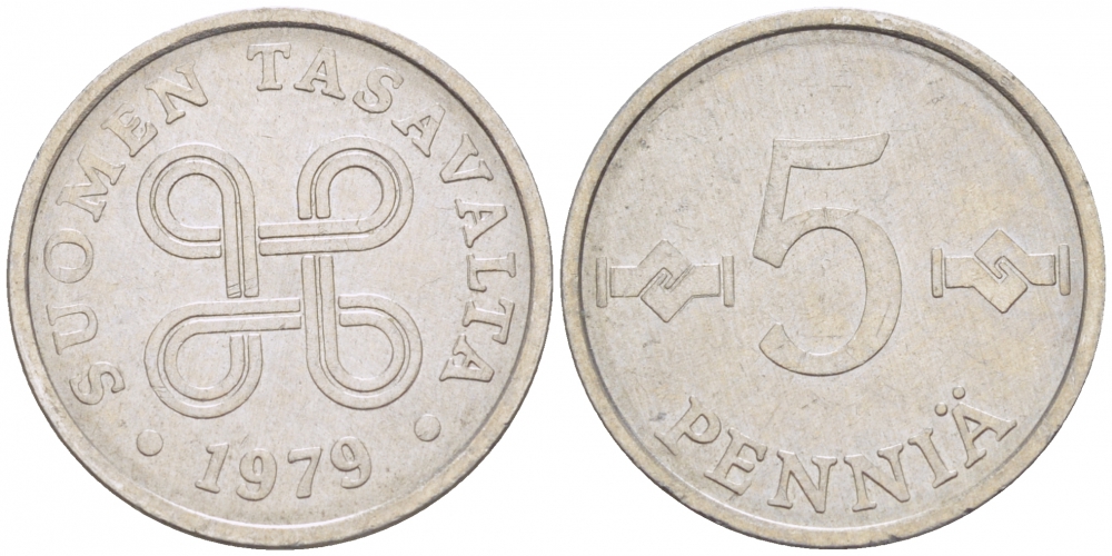 ФИНЛЯНДИЯ 5 ПЕННИ 1979 KM 45а алюминий 3718-124