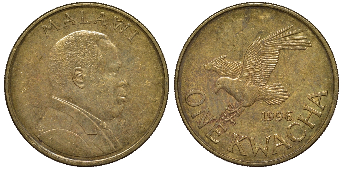 Малави 1 квача 1996 орел KM 28 сталь плакированная латунью 4162-343