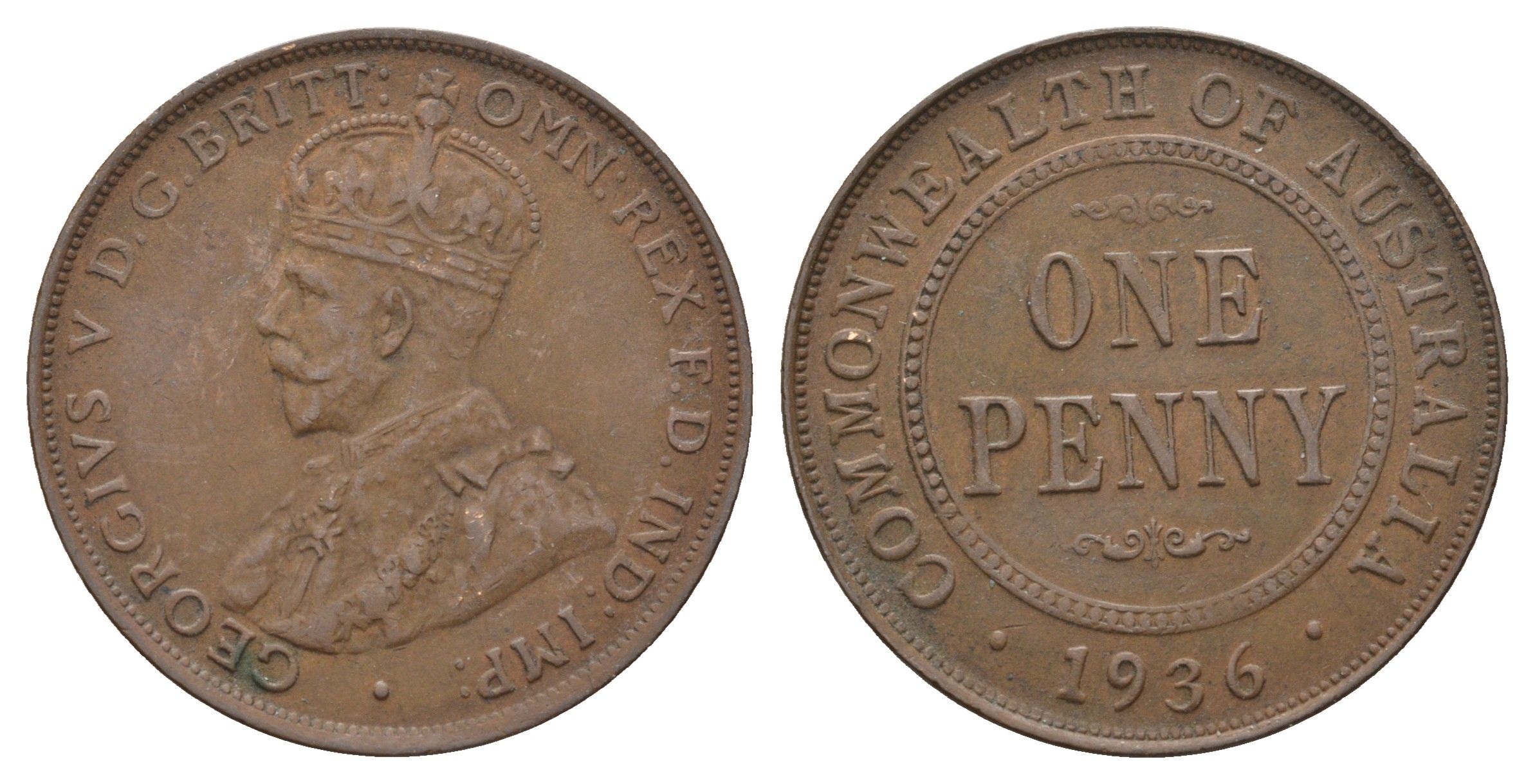 Австралия 1 пенни 1936 Георг V (1910-1936) KM 23 бронза 4672-226