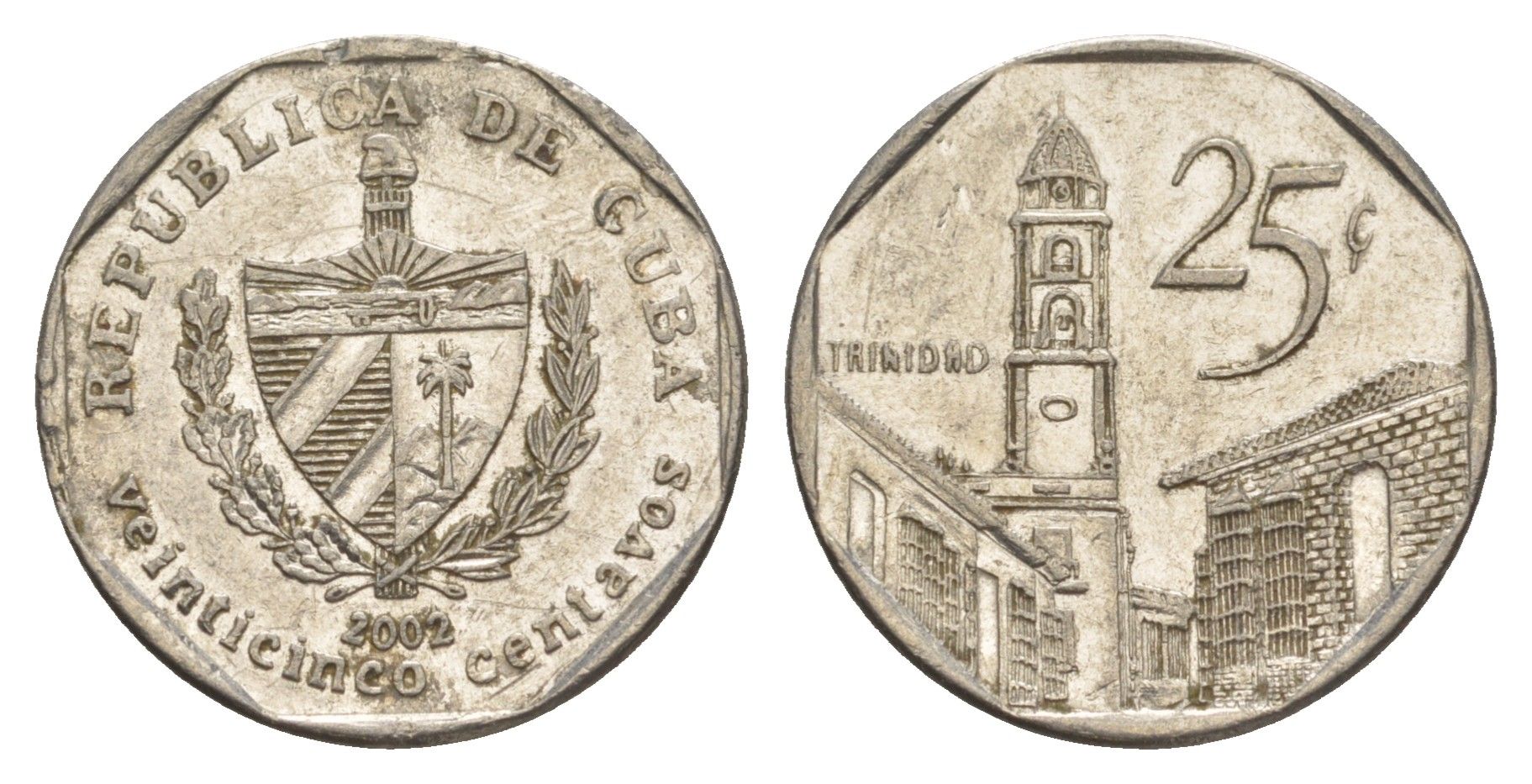 Куба 25 сентаво 2002 площадь в Тринидаде KM 577.2 сталь плакированная никелем 4646-423
