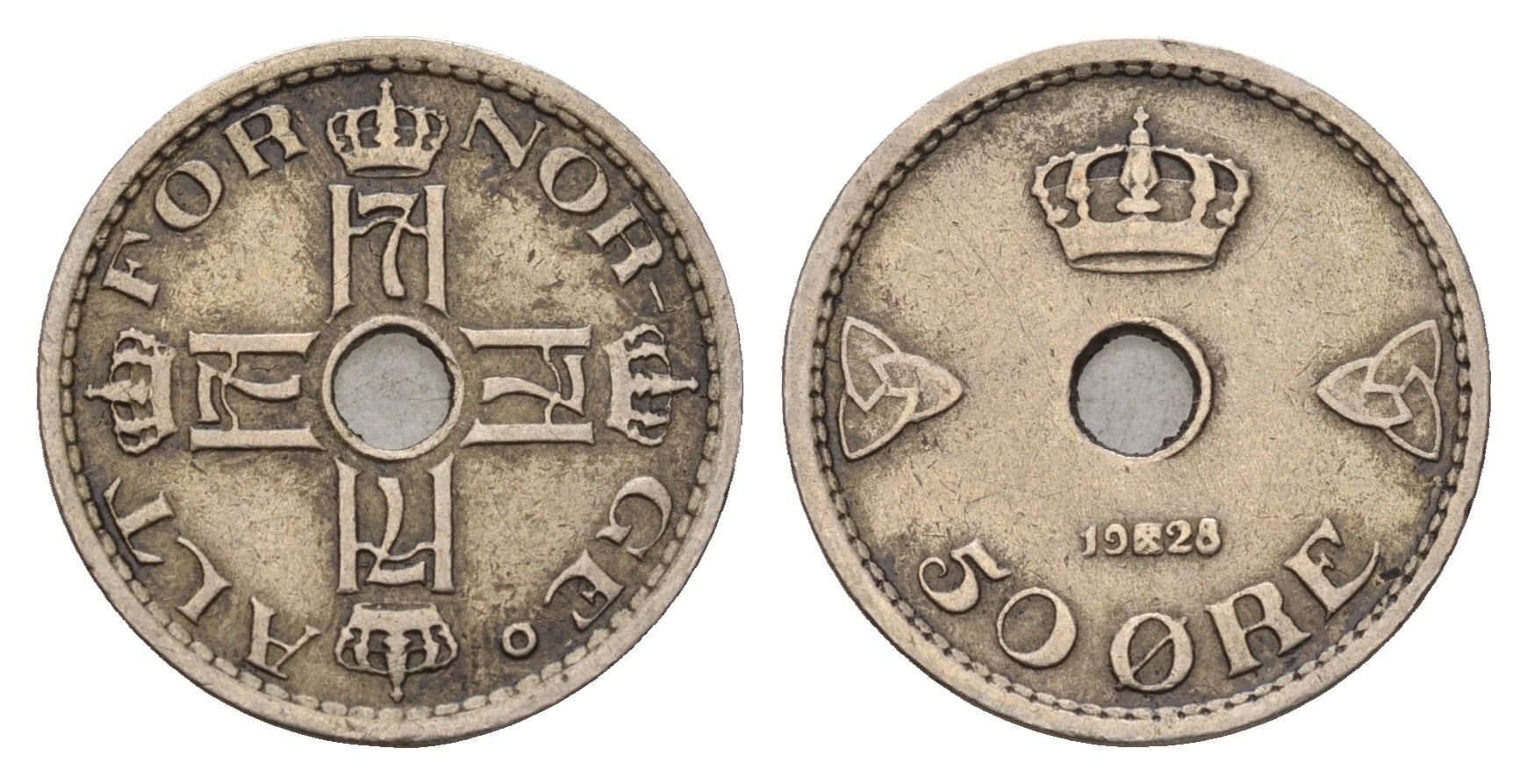 Норвегия 50 эре 1928 Хокон VII (1905-1957) KM 386 медно-никель 4669-624