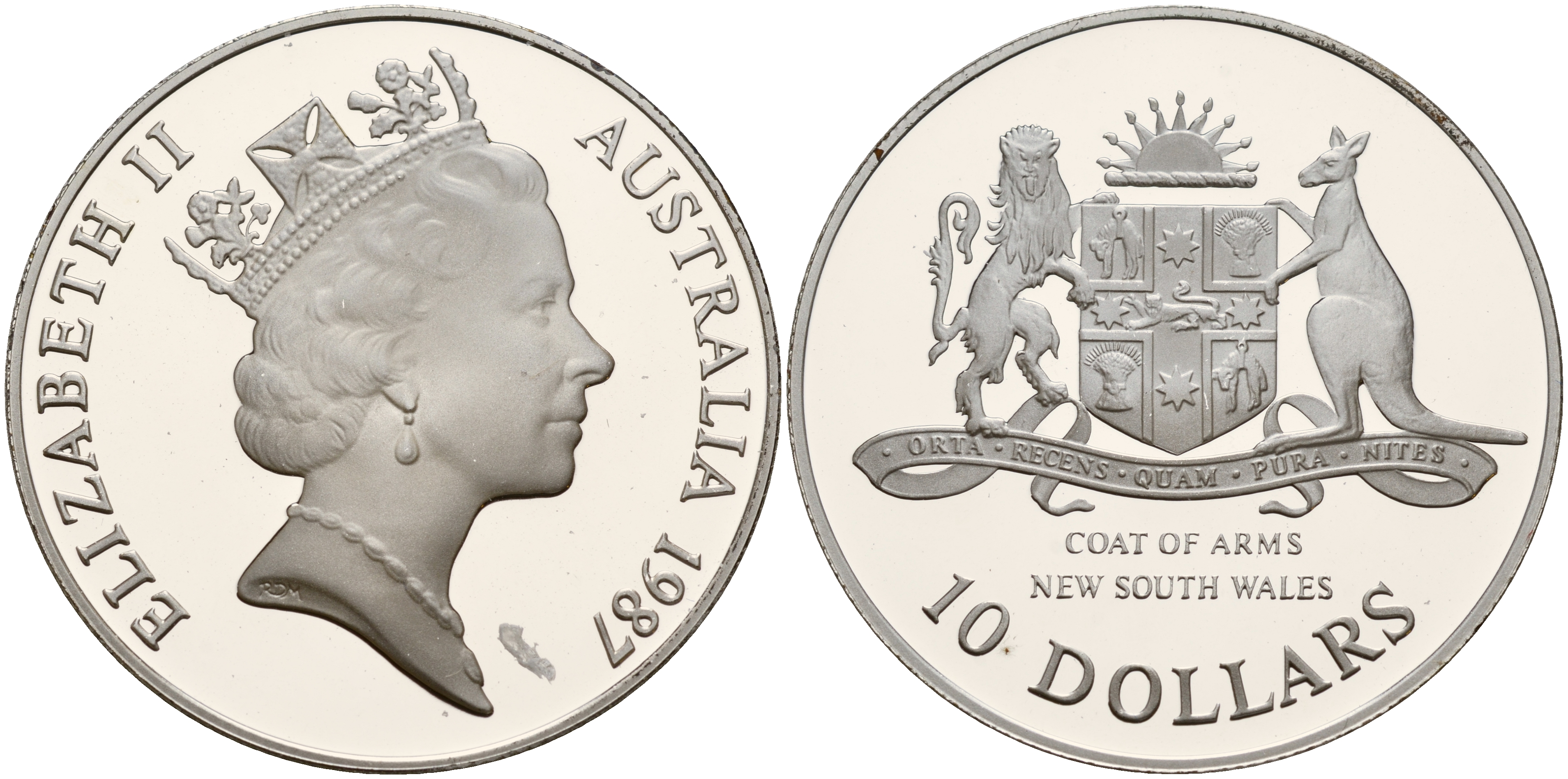 Австралия 10 долларов 1987 Новый Южный Уэльс, в оригинальной коробке, с сертификатом KM 93 серебро PROOF 5-6-4-11